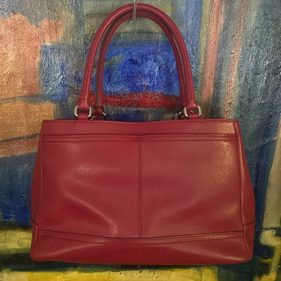Coach tote deep red like new condition - Picture 3 of 14